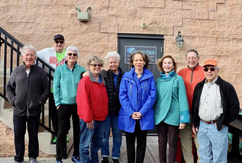 Some of the Meals of Wheels volunteers who help deliver to clients every day are (l-r) volunteers Robert English, Daniel Scully, Kathleen Madigan, Lee Lambert and Dorothy Marlin; Sen. Lisa Blunt Rochester; board members Ann Bailey and Gil Hofheimer; and volunteer Stephen Grose.